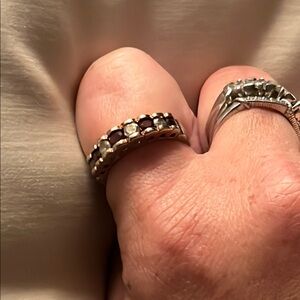 Genuine Ruby and White Topaz Scalloped Crown ring / Rose Gold + Sterling